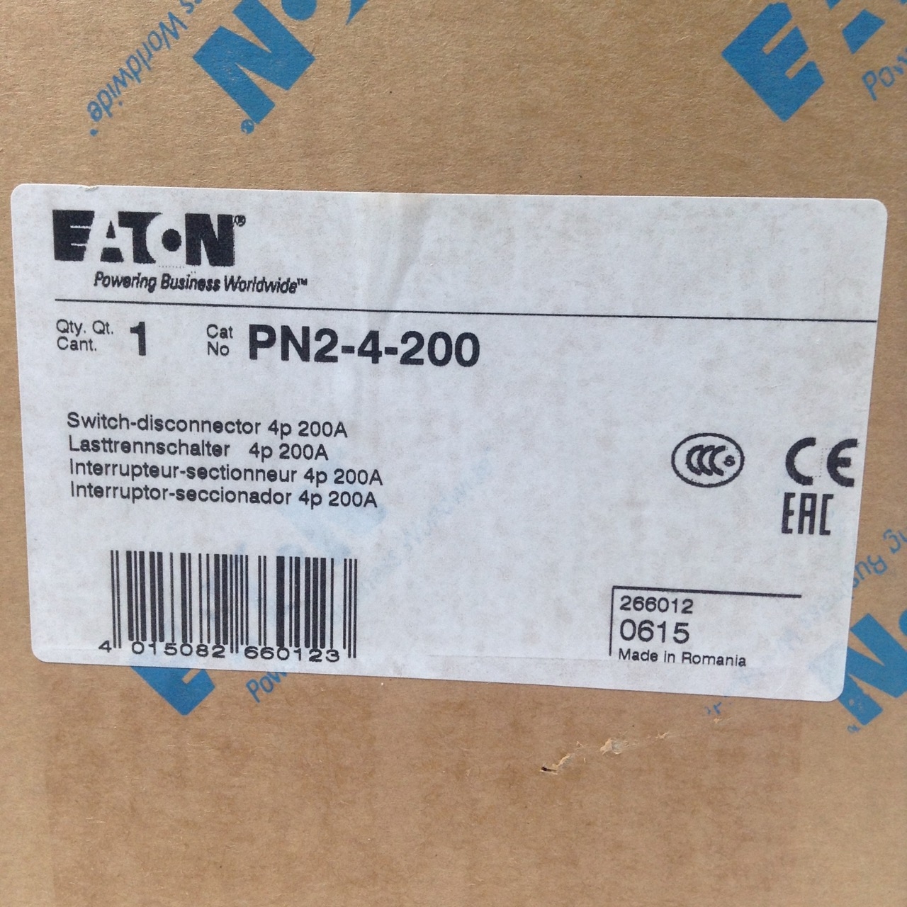 Eaton Lasttrennschalter 4p 200A PN2-4-200