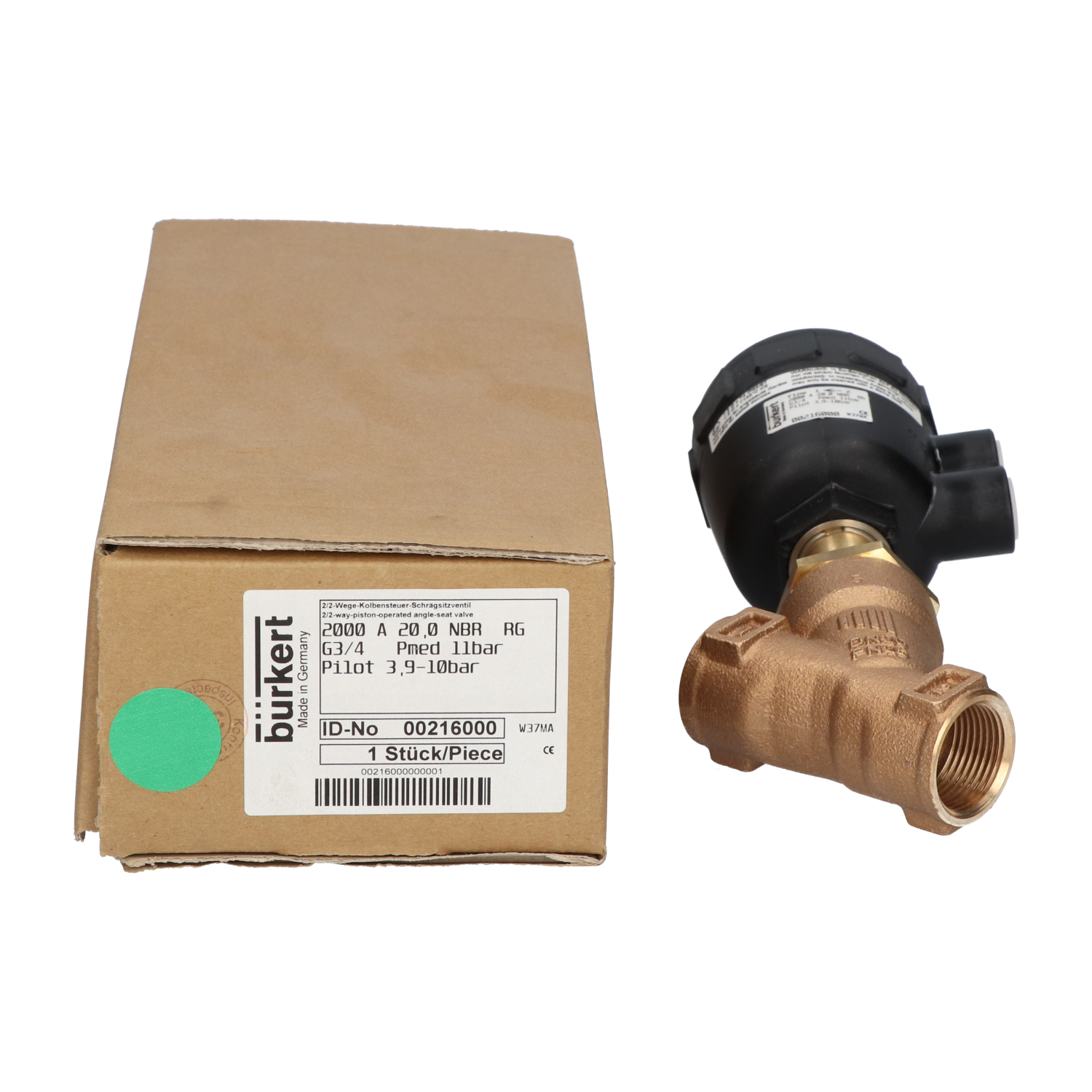 Burkert 216000 2/2way angle seat valve, pneu. operated New NFP