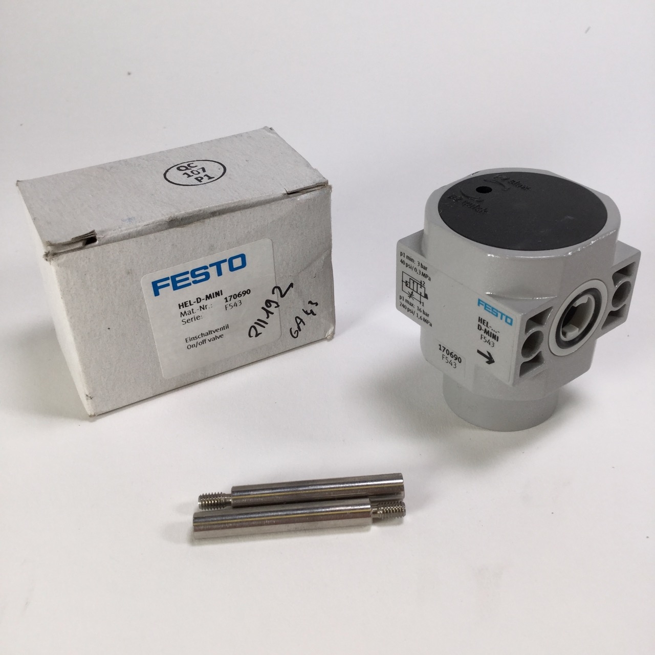 Festo HEL-D-MINI On/Off Valve 3-16 bar Einschaltventil Soft-start New NFP