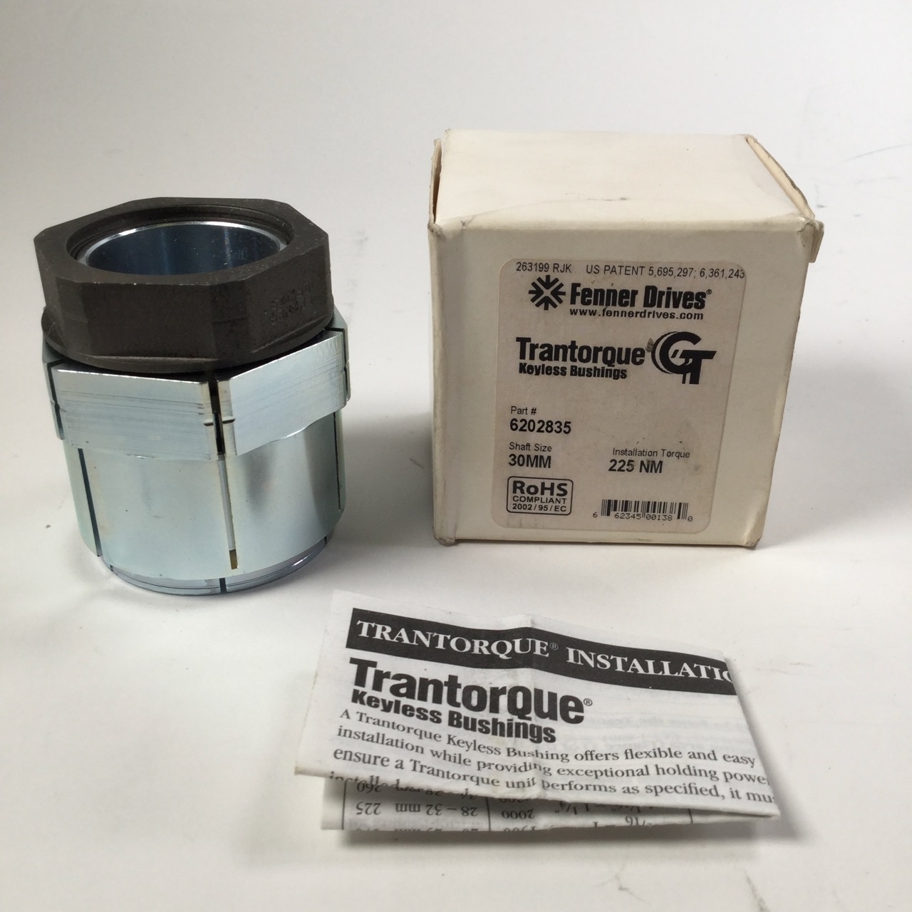 Fenner Driver 6202835 shaft 30mm Torque 225mm Trantorque Keyless